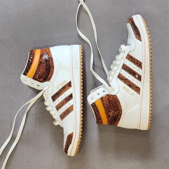 adidas Shoes - Adidas Snakeskin White Hightop Sneakers